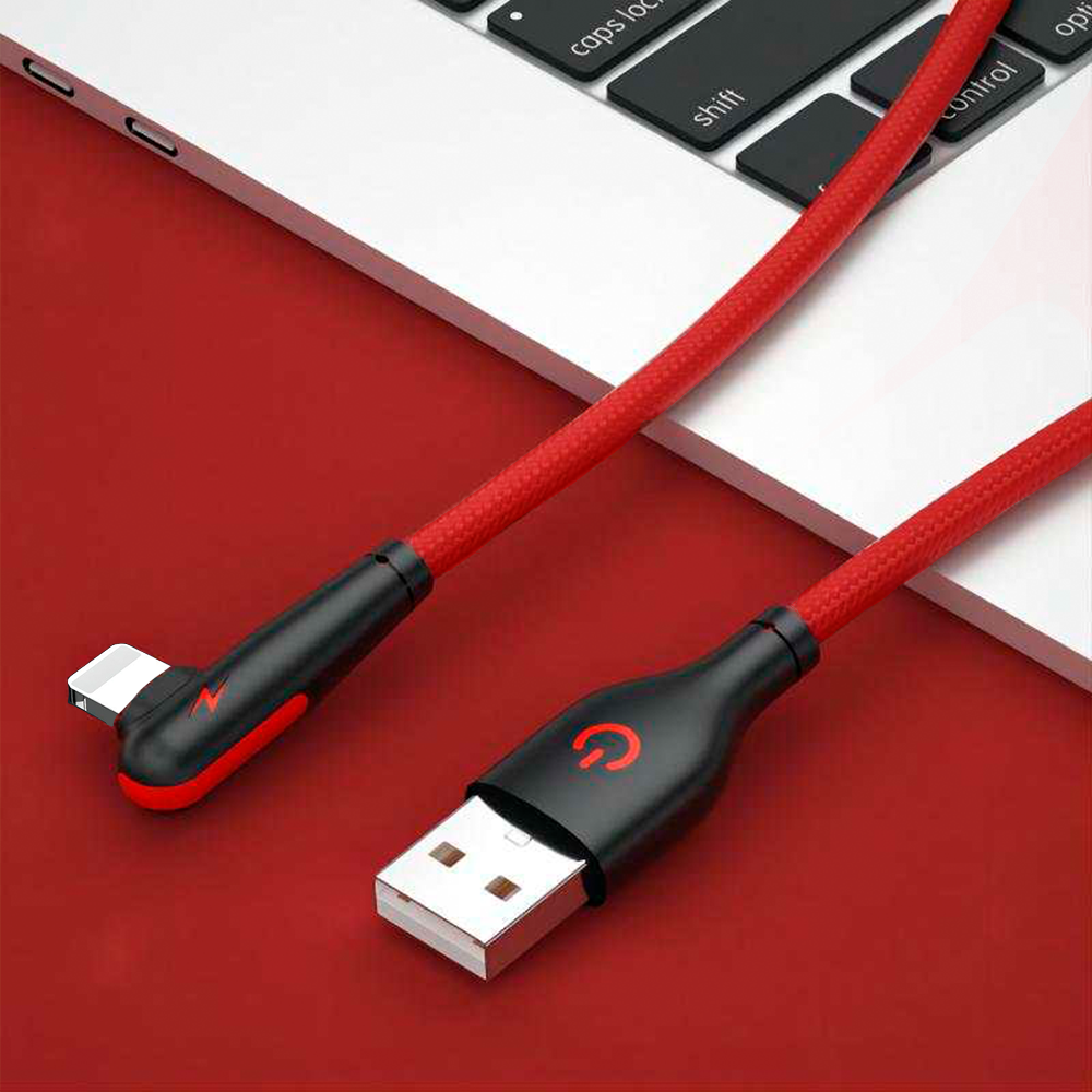Vend om Sekretær twinkle USB til Lightning - iPhone kabel - Vinklet stik - 1m - Rød