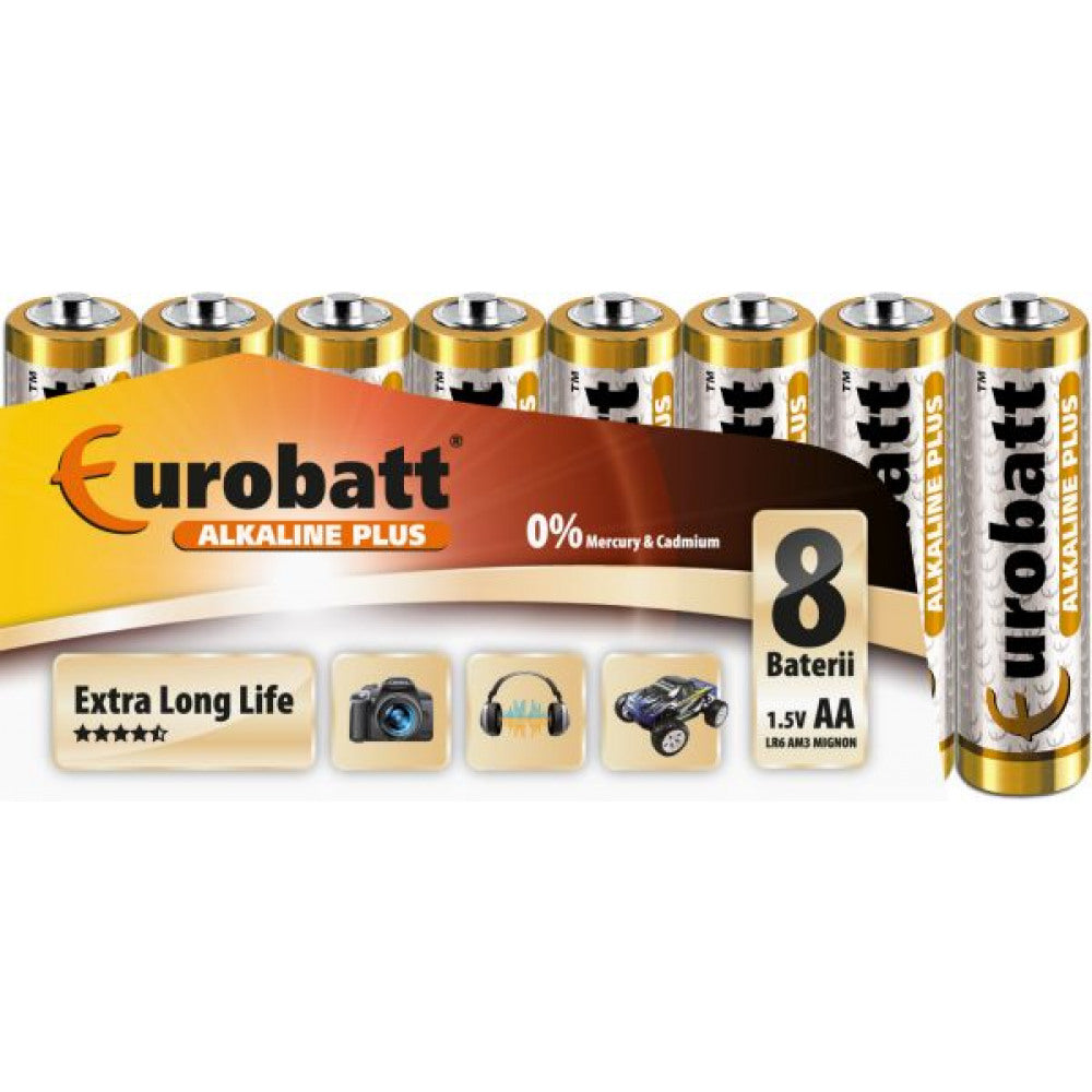 Eurobatt Alkaline Plus AA Batterier LR06 - 8 Styk